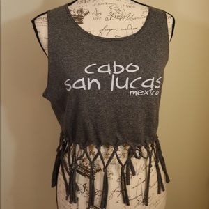 New Cabo Baja Cali Mexico fringe crop tank top